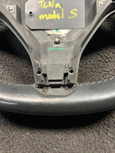 100527900D 2013-2020 Tesla Model S Steering Driver Wheel Black Leather OEM 100527900D