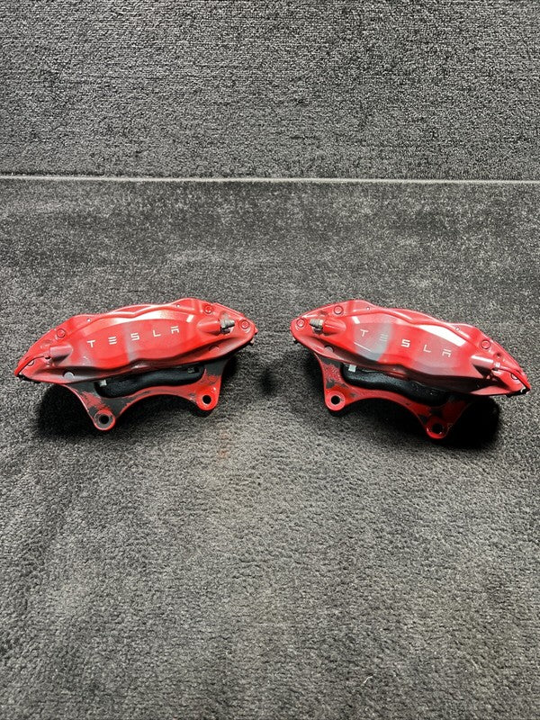 2018 Tesla Model S Front Brembo Brake Calipers Red OEM