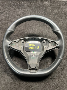 100527900D 2013-2020 Tesla Model S Steering Driver Wheel Black Leather OEM 100527900D
