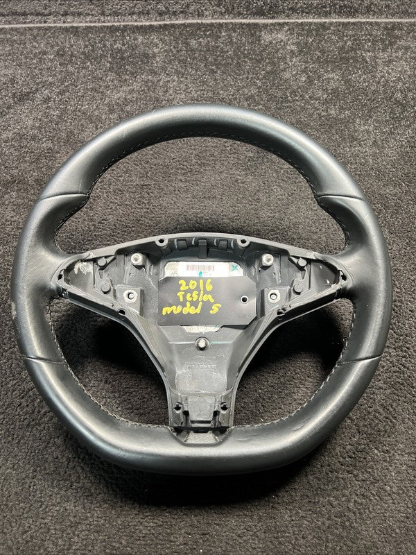 2016 Tesla Model S Steering Driver Wheel Black Leather OEM