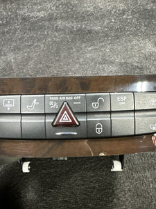 2007 Mercedes CLS550 Hazard Switch Control Panel Dark Wood Grain OEM