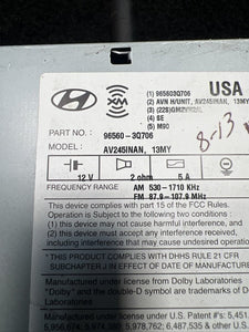 965603Q706 2013 Hyundai Sonata Am Fm Satellite Radio Head Unit W/ Out Screen OEM 965603Q706