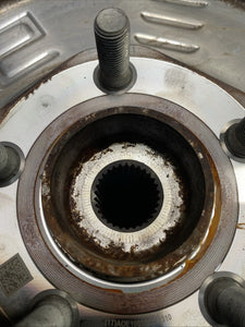 1044411-00-F 17-23 Tesla Model 3 Rear Left Knuckle Spindle Hub & Dust Shield OEM 1044411-00-F