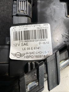 160818 2010 Mini Cooper Left Driver Halogen Headlight Lamp OEM 160818