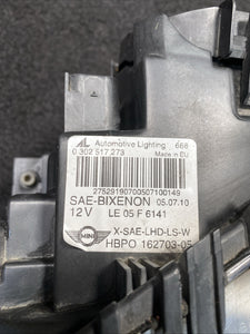 162703-05 2010 Mini Cooper S Left Side Xenon Headlight Lamp OEM 162703-05
